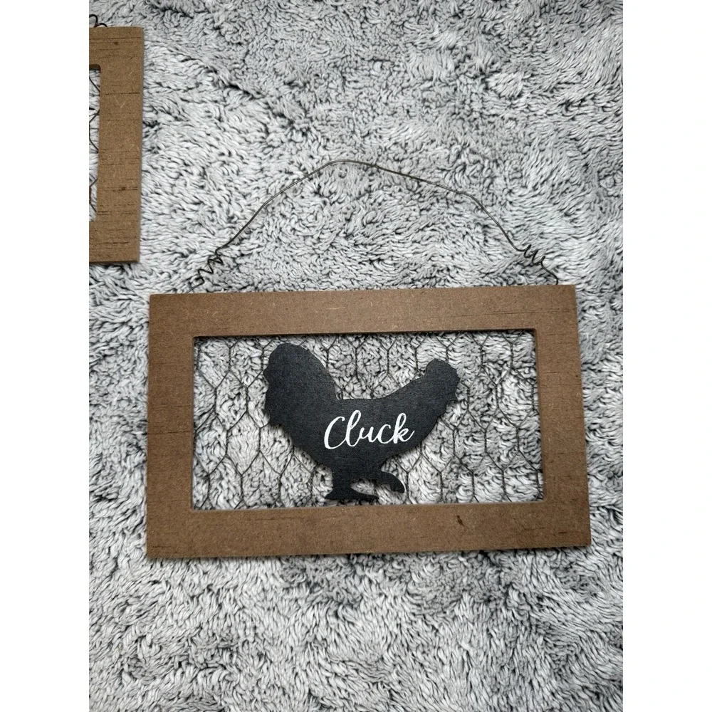 Farmhouse Hanging Wood Signs Chicken Pig Cow Rooster Rustic Decor